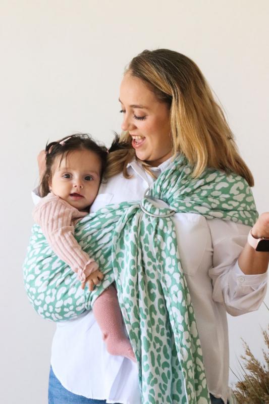 Zubu%20Ring%20Sling%20-%20Leopard%20-%20Mint%20Green%20-%20Baby%20Carrier